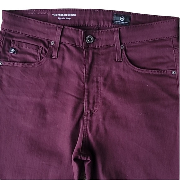 AG ADRIANO GOLDSCHMIED “The Farrah Skinny” Jeans in Burgundy Size 27R - Picture 6 of 10